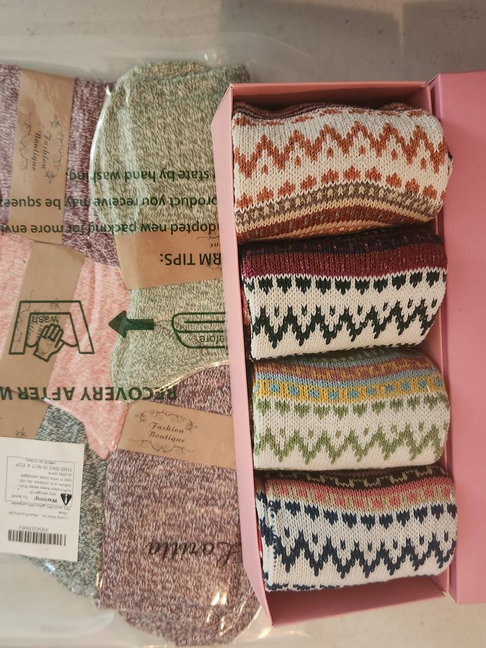 Cozy Plain & Patterned Knit Socks 4&5 Pack - Multicolor